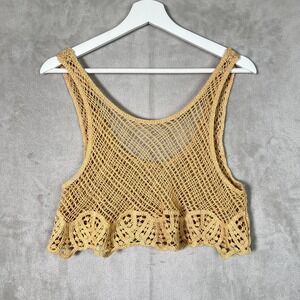 Free People Intimately Crochet Crop Top Sheer XS/S Festival Coachella Bohemian
